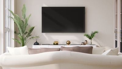 Modern Living Room with Wall-mounted TV